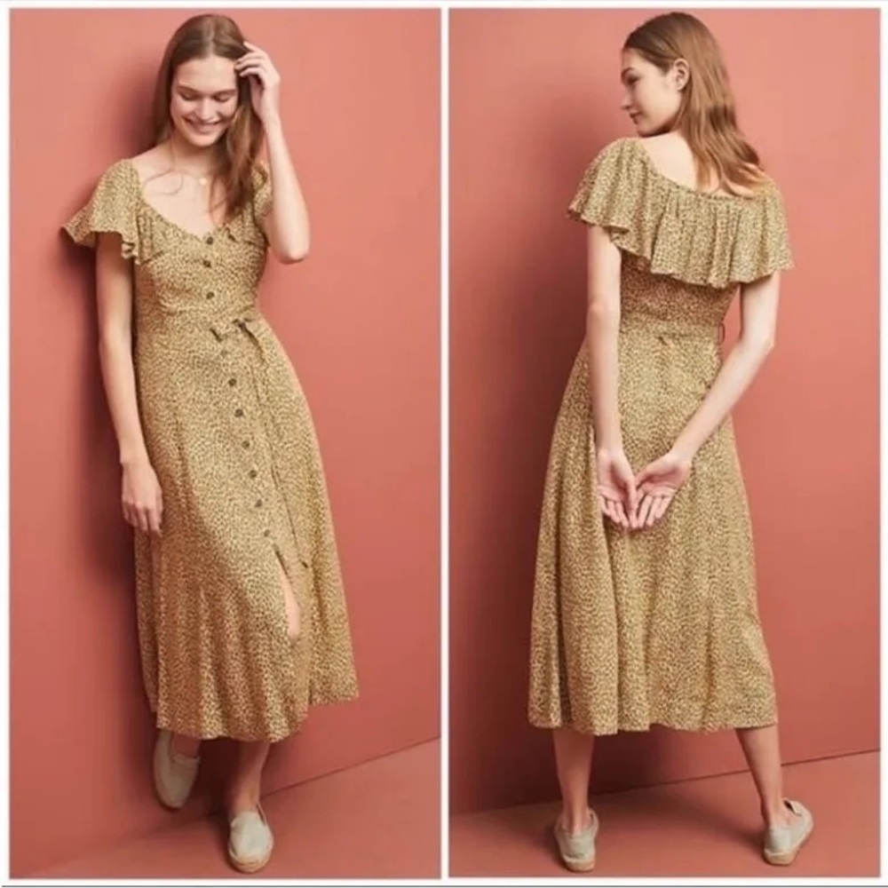 Anthropologie Yellow Floral Maxi Dress